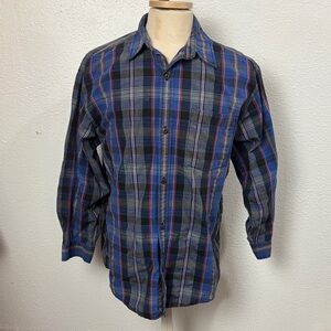 1827NWOT Levi Strauss Men's Blue Plaid Button-Up Shirt. SzXL